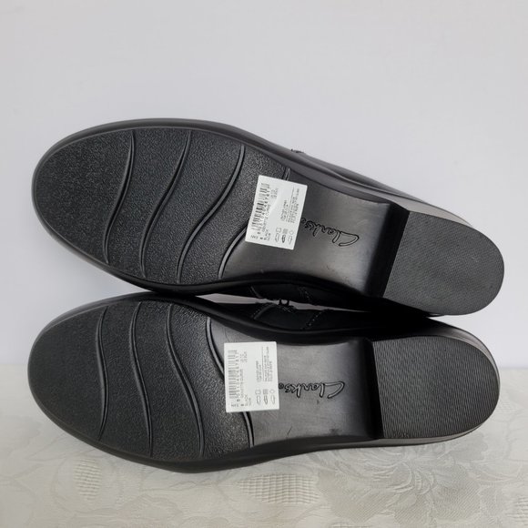 CLARKS Genette Curve Leather Slip-On Shoes- Black color- Women's Size 9.5M - Picture 13 of 13